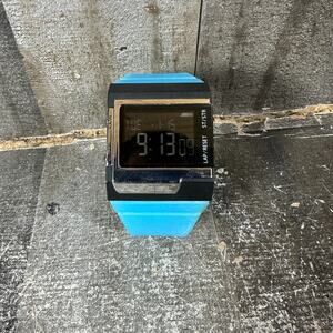 DIESEL Men's Digital Watch Silver Tone Blue Band DZ-7211 Tested